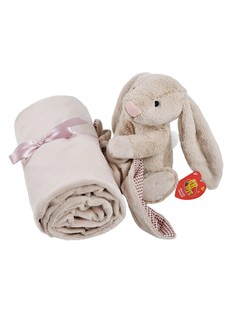 Abtoys baby. Зайка плюшевый 20см с детским пледом 120х100см