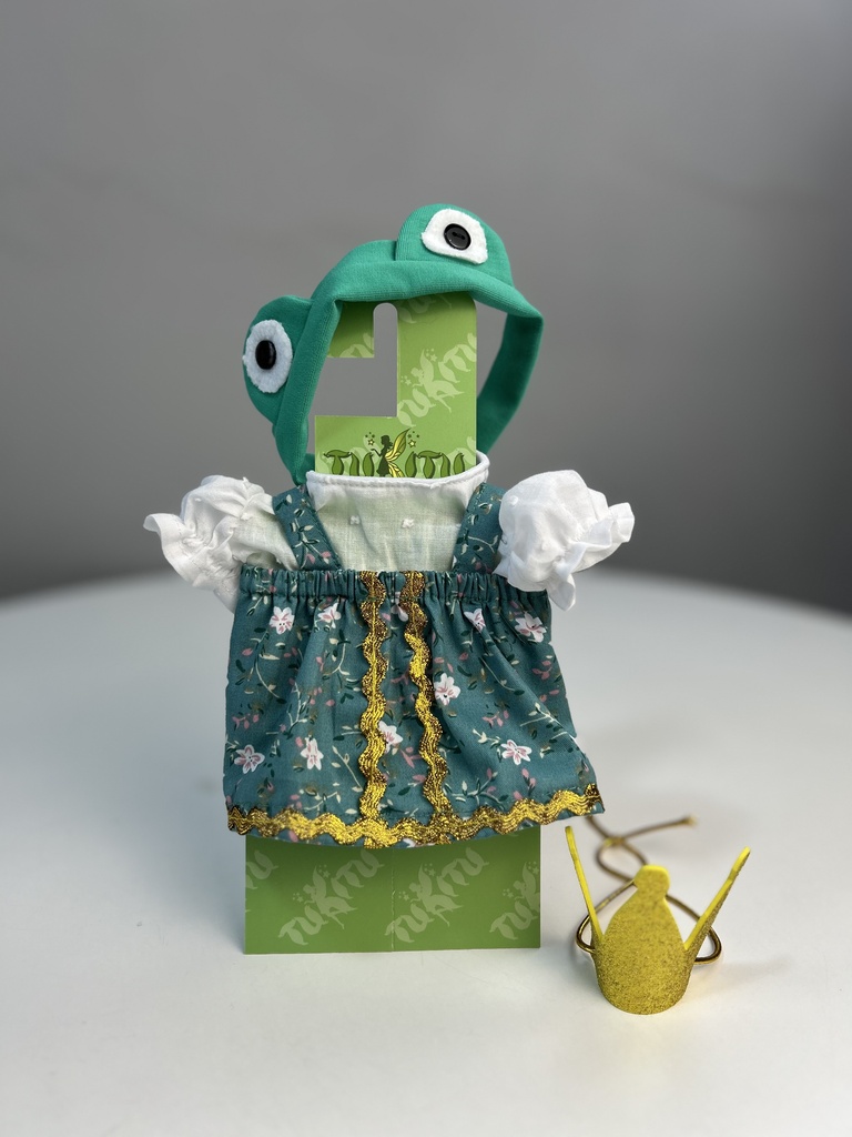 Одежда для кукол- Костюм "Лягушка": блузка, юбка, повязка, 26-30 см , арт. 79