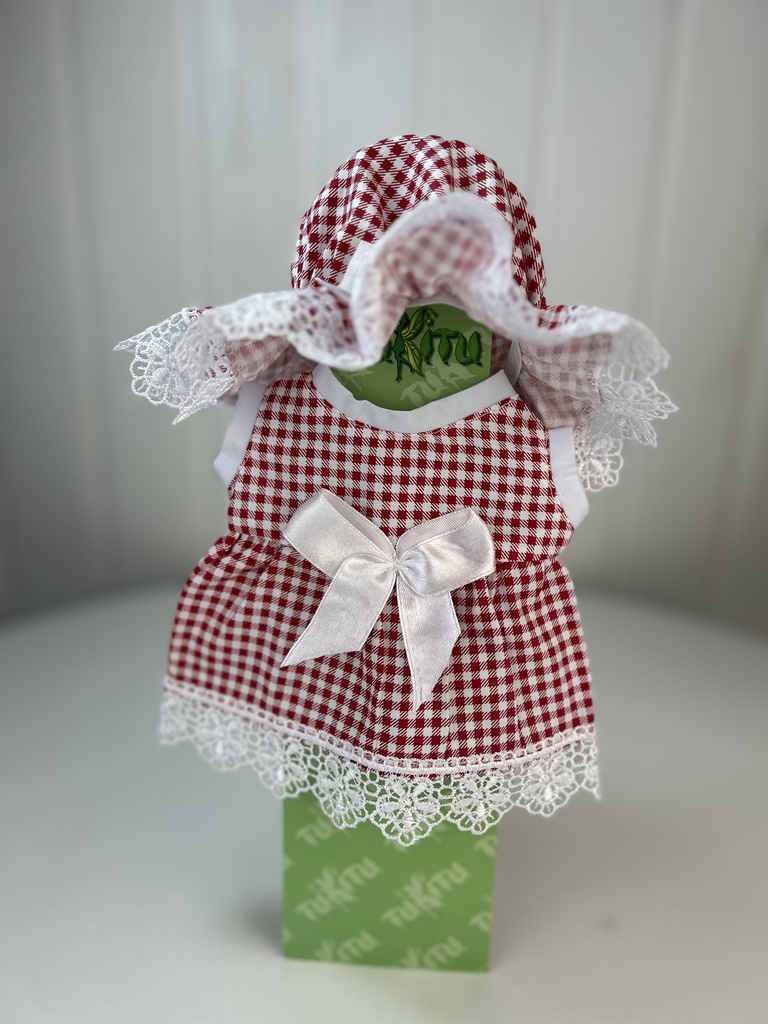 Одежда для кукол - Платье и чепчик на голову, для кукол 26-30 см, арт 175