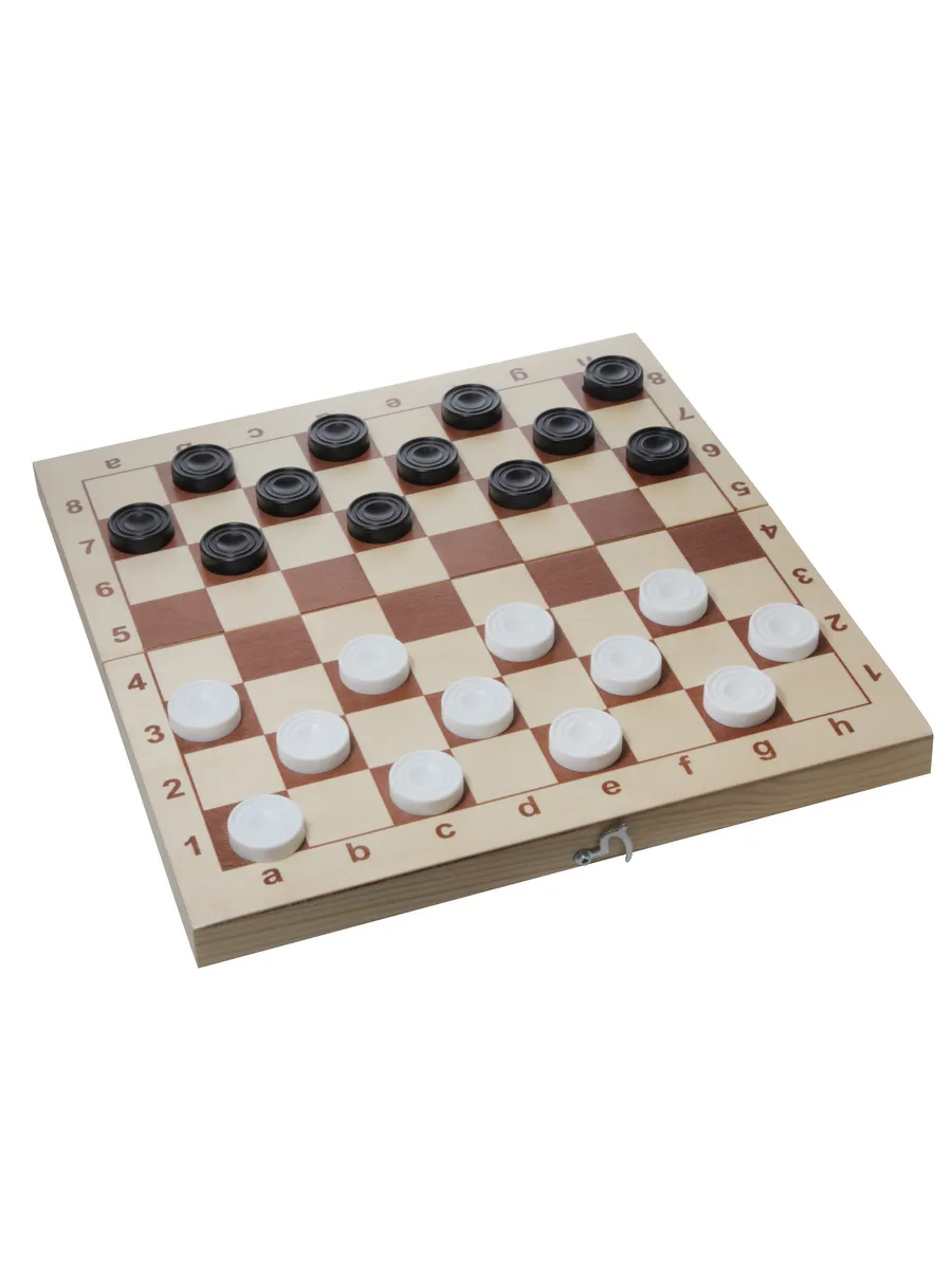 Игра настольная "Шашки" (деревянная коробка, пласт.фишки, поле 29х29см)