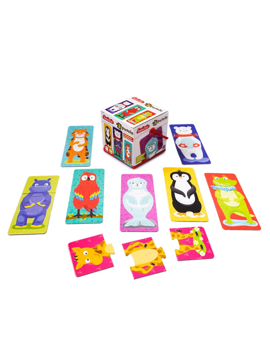Пазлы тройные "Забавные зверюшки" 24 эл Baby Toys (макси)