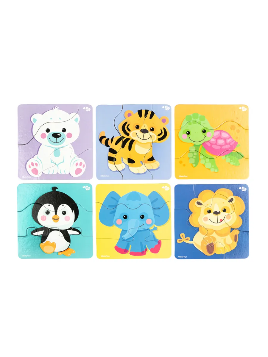 Пазлы ЗИГЗАГ "Зверята" 18 эл Baby Toys (макси)