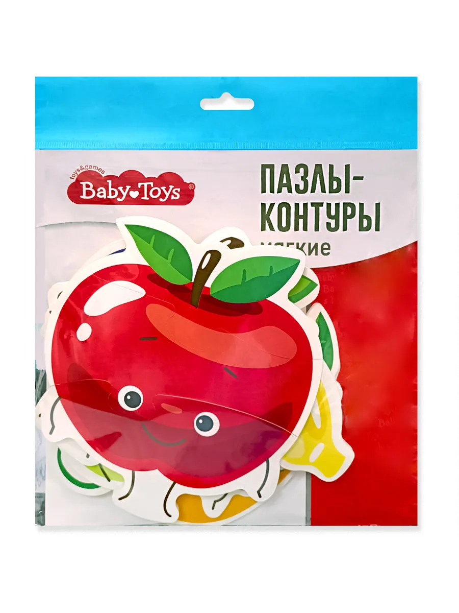 Пазлы контуры "Фрукты" 6 фигурок Baby Toys (мягкие)