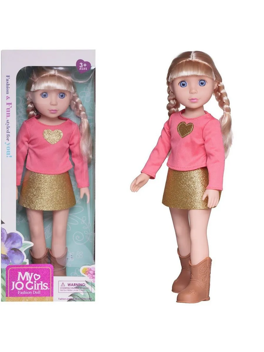 Кукла 36 см, в розовой кофте и золотой юбке, в коробке