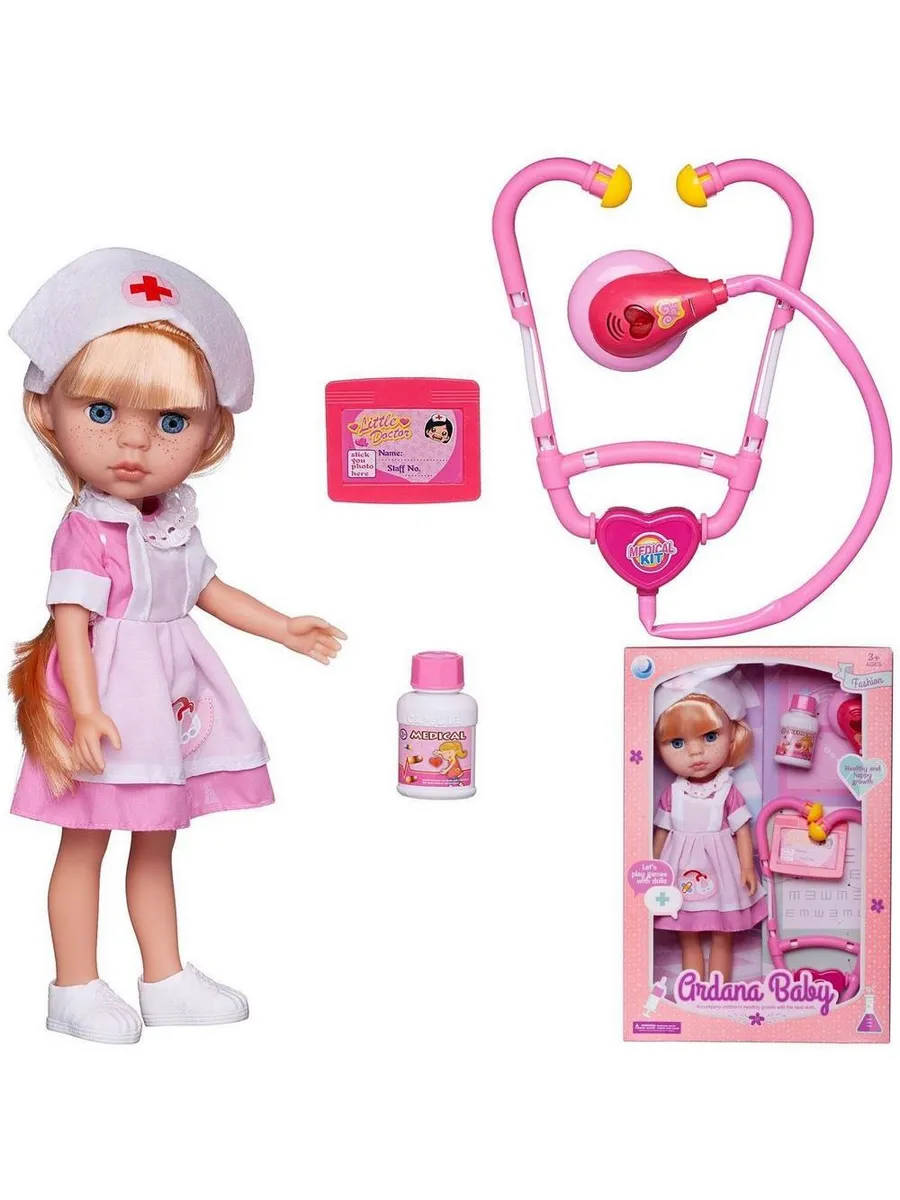 Кукла "Ardana Baby", 32,5 см, Доктор, в наборе с медицинскими аксессуарами, блондинка, со световыми и звуковыми эффектами, в коробке