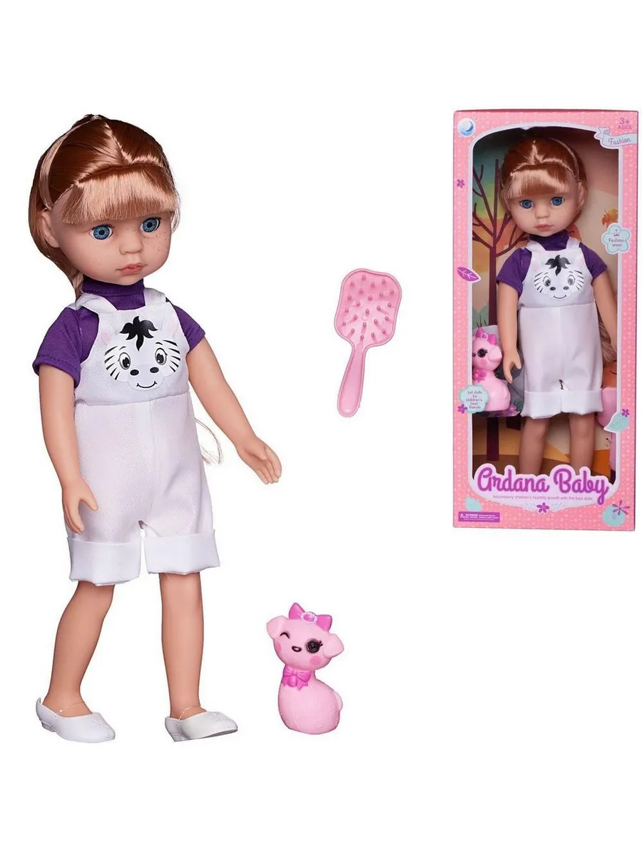 Кукла "Ardana Baby", 37,5 см, в наборе с питомцем (розовая кошка), блондинка, в коробке