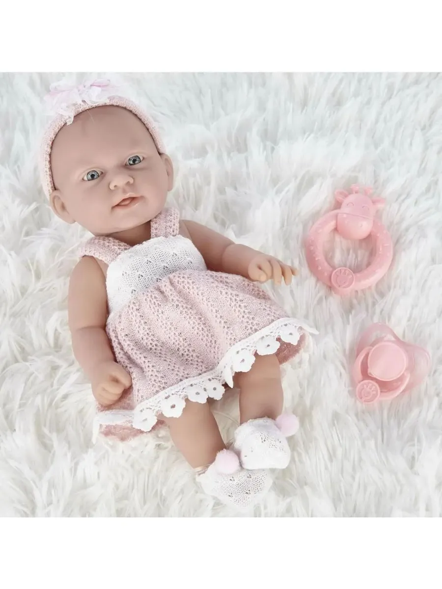 Пупс "Pure Baby", 30см, в розовом платье, носочках, повязке, с аксессуарами, в коробке