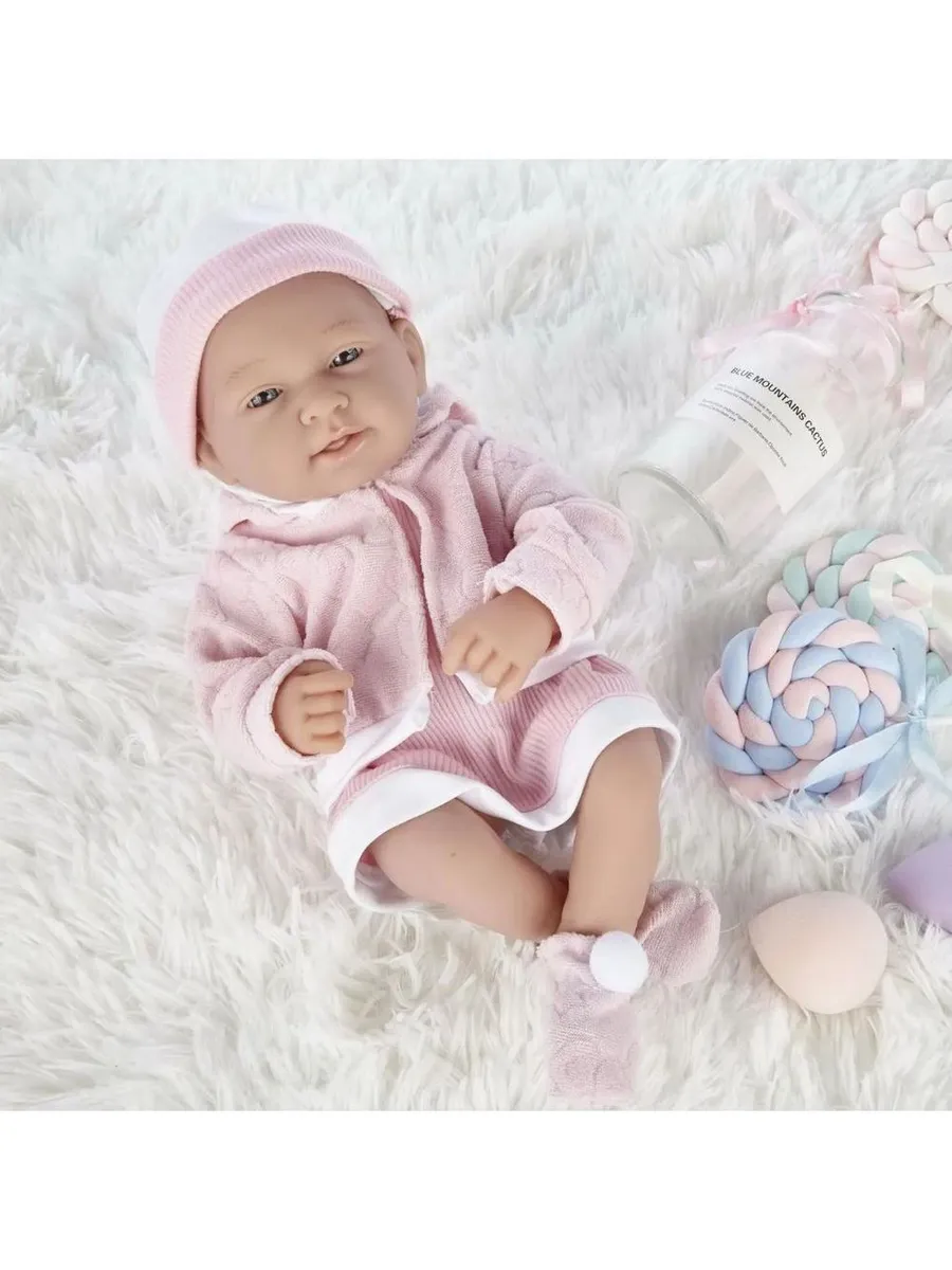 Пупс "Pure Baby", 35см, в кофточке, розовом платье, шапочке, в коробке