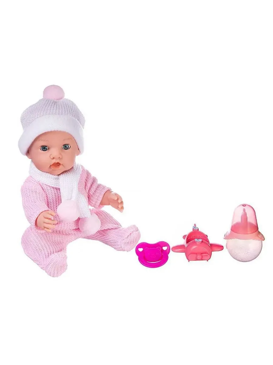 Пупс "Baby Ardana", 30см, в розовом комбинезончике, шапочке и шарфике, с аксессуарами, в коробке