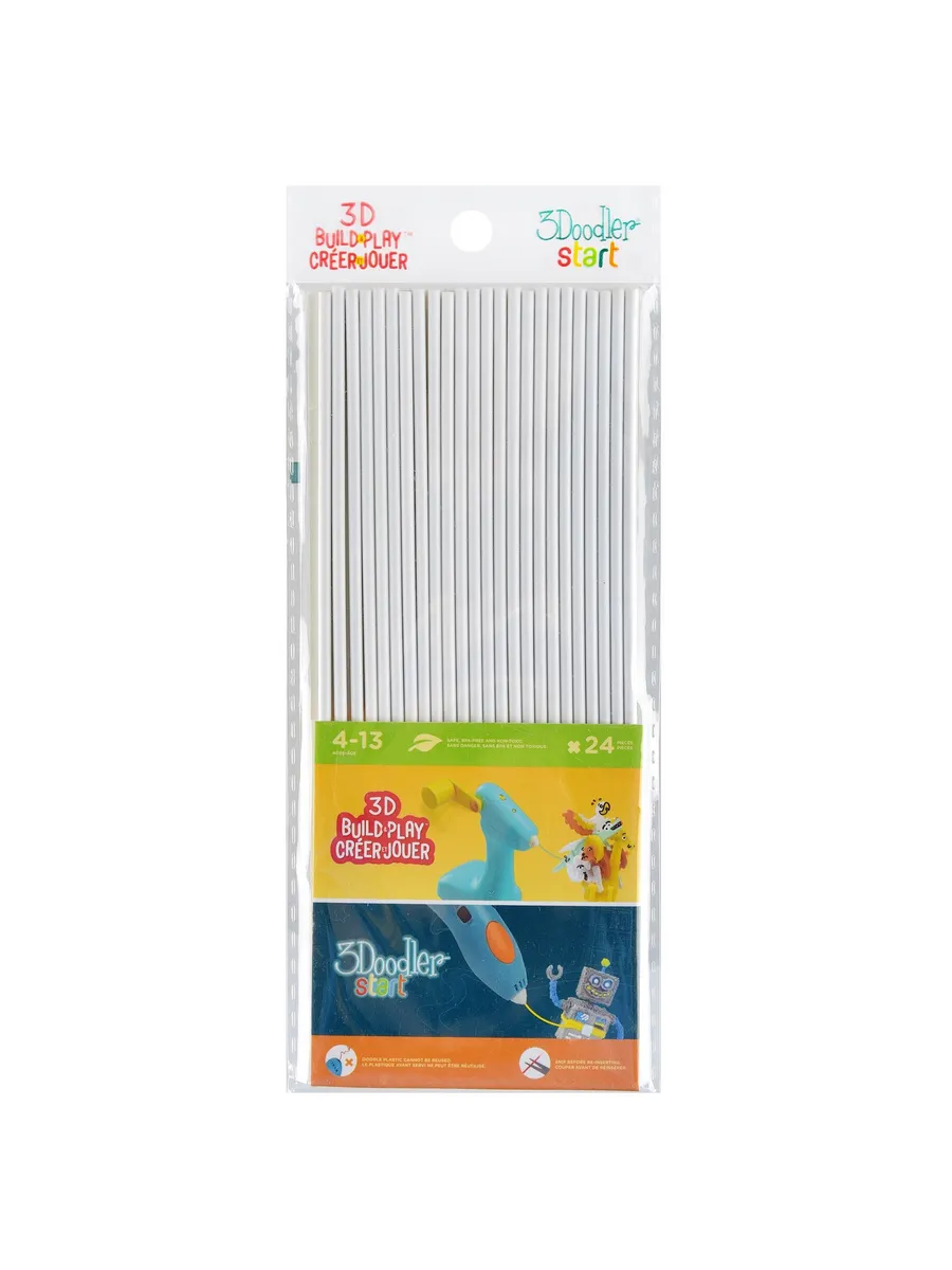 Эко-пластик к 3Д ручке 3DOODLER START, цвет белый, 24 шт.