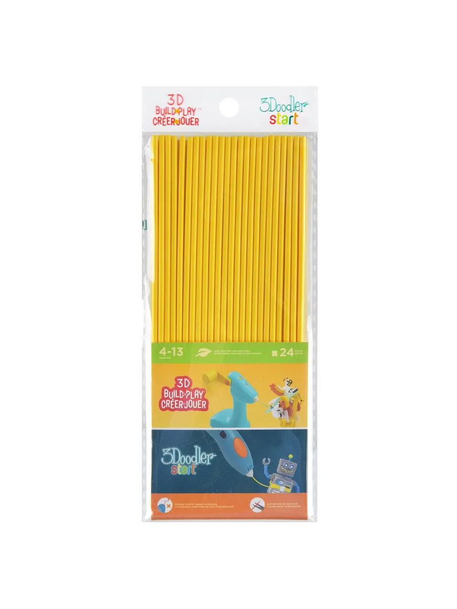 Эко-пластик к 3Д ручке 3DOODLER START, цвет желтый 24 шт.