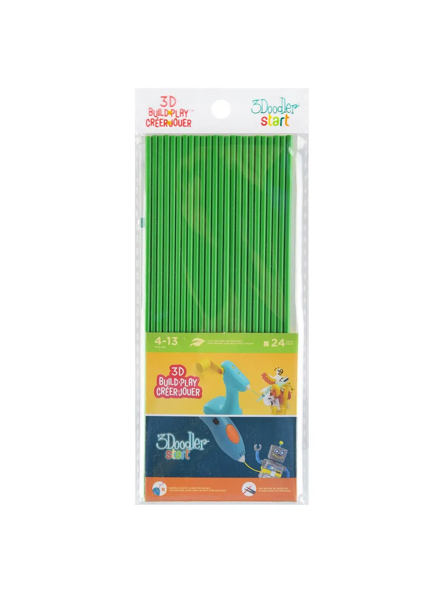 Эко-пластик к 3Д ручке 3DOODLER START, цвет зеленый, 24 шт.