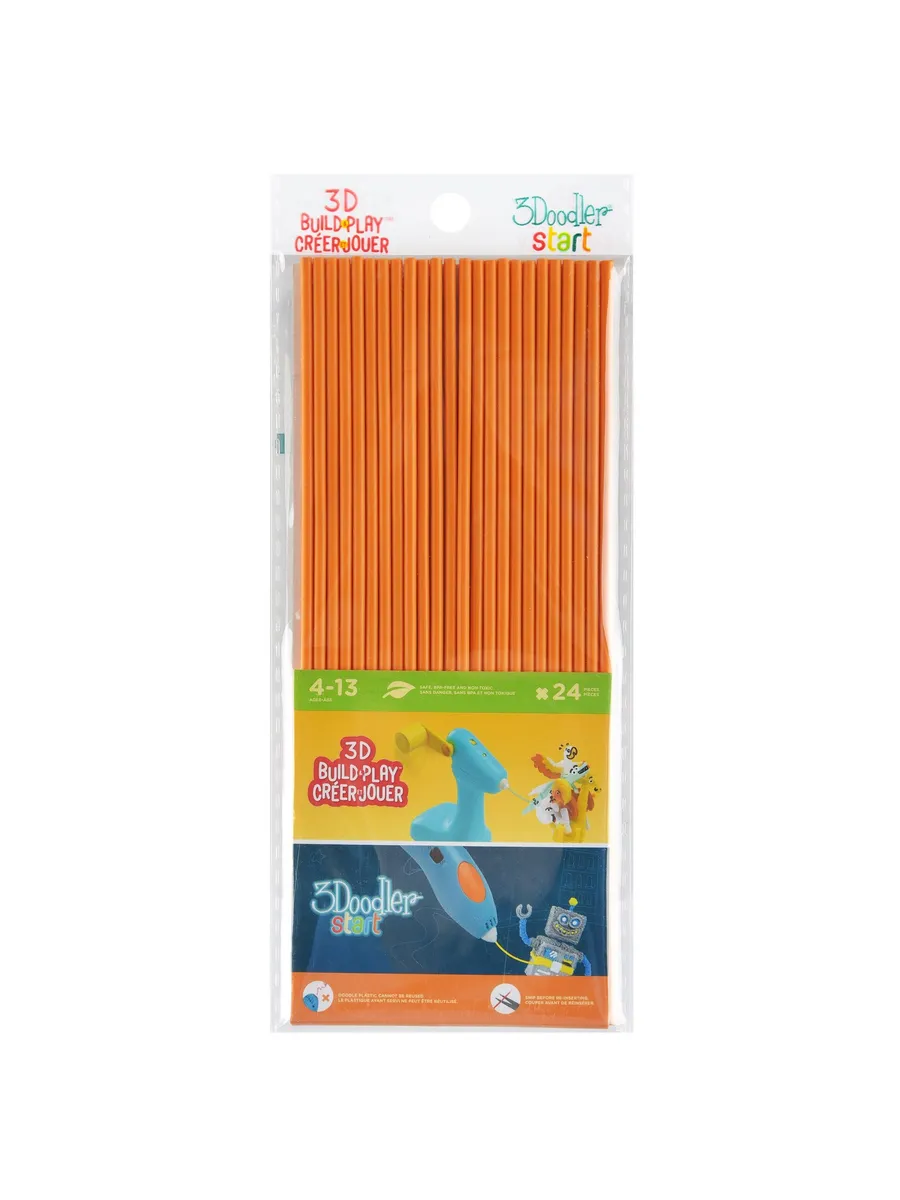 Эко-пластик к 3Д ручке 3DOODLER START, цвет оранжевый, 24 шт.