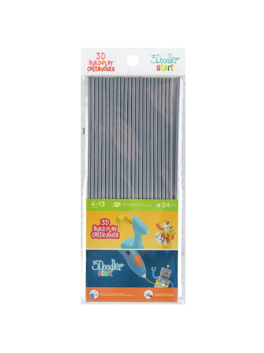 Эко-пластик к 3Д ручке 3DOODLER START, цвет серый, 24 шт.