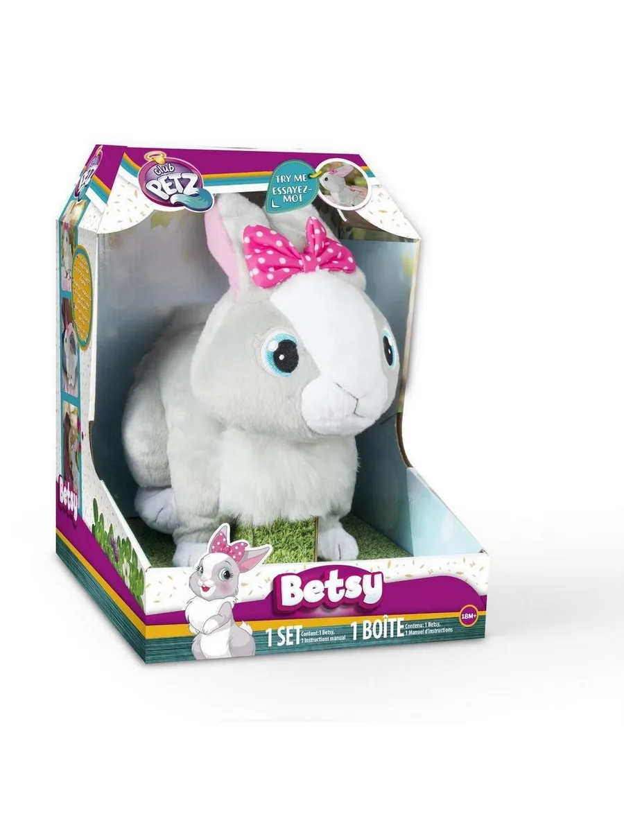 Club Petz Кролик Betsy интерактивный, реагирует на голос, прыгает и шевелит ушками, со звуковыми эффектами