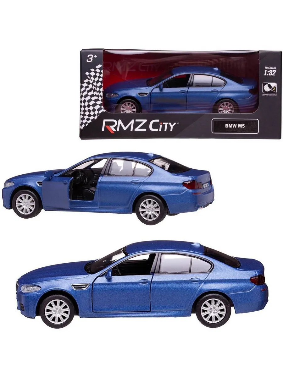 Машина металлическая RMZ City серия 1:32 BMW M5, инерционная, голубой матовый цвет,