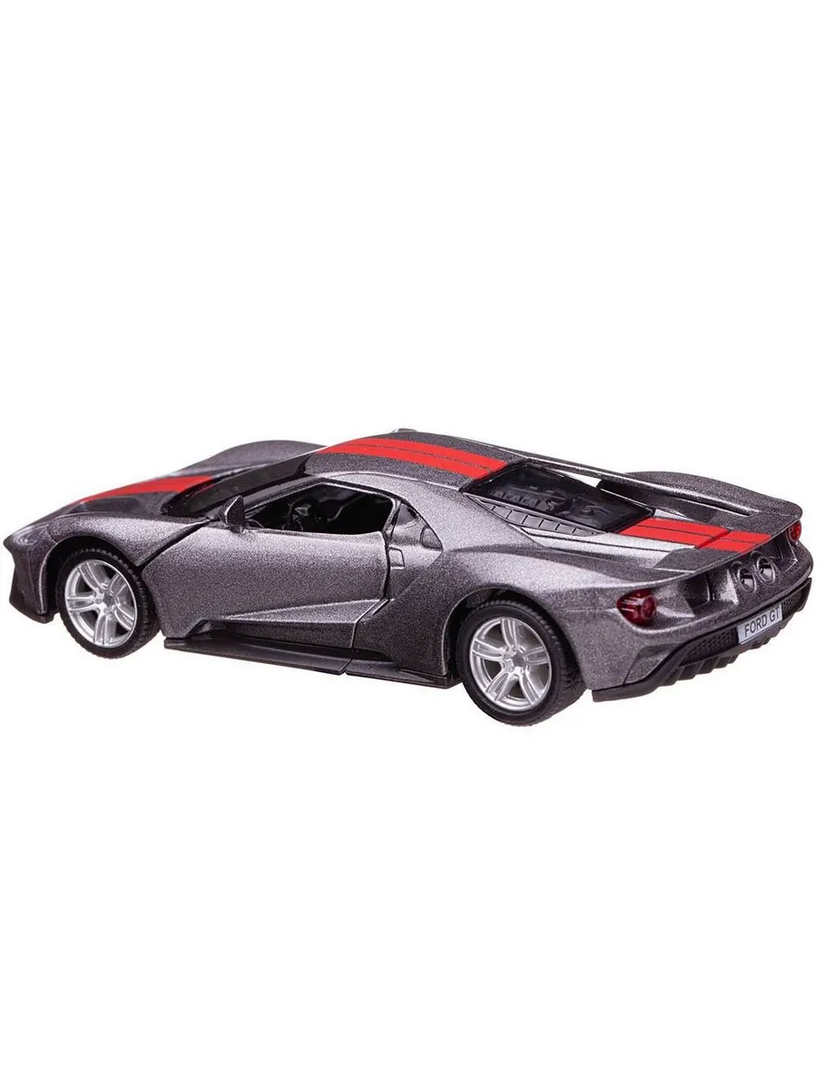 Машина металлическая RMZ City серия 1:32 Ford GT 2019, инерционная, серый цвет, полоса