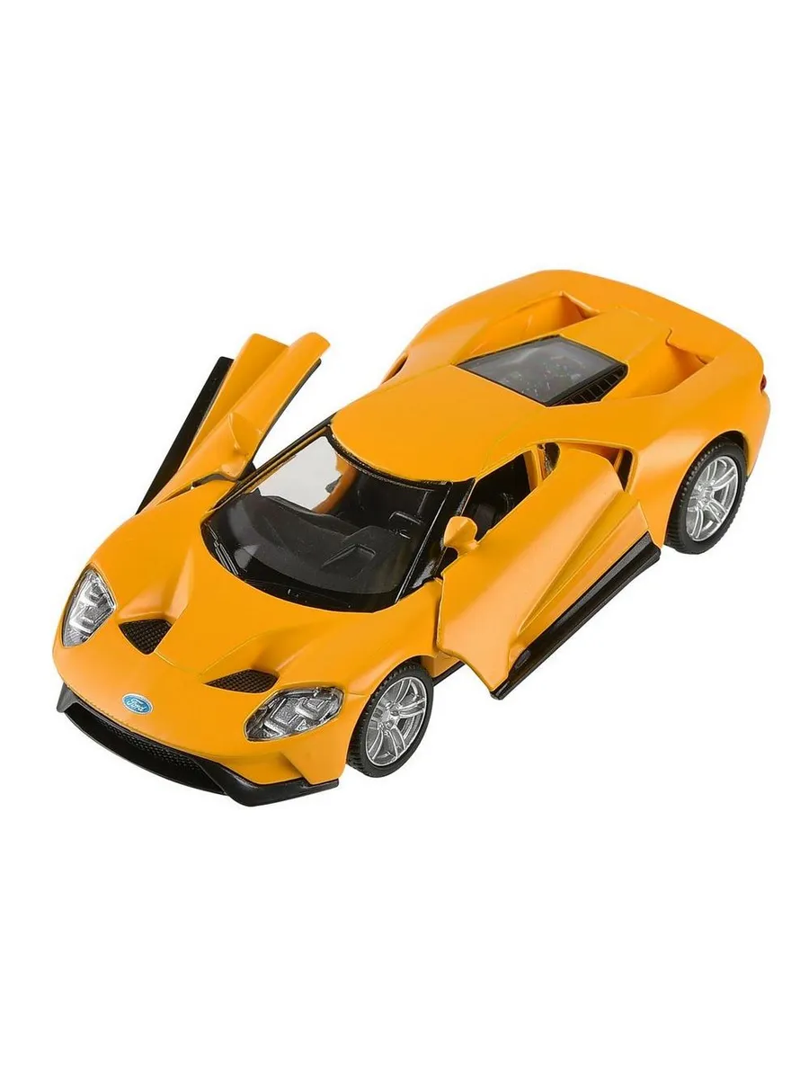 Машина металлическая RMZ City серия 1:32 Ford GT 2019, инерционный механизм, желтый матовый цвет.