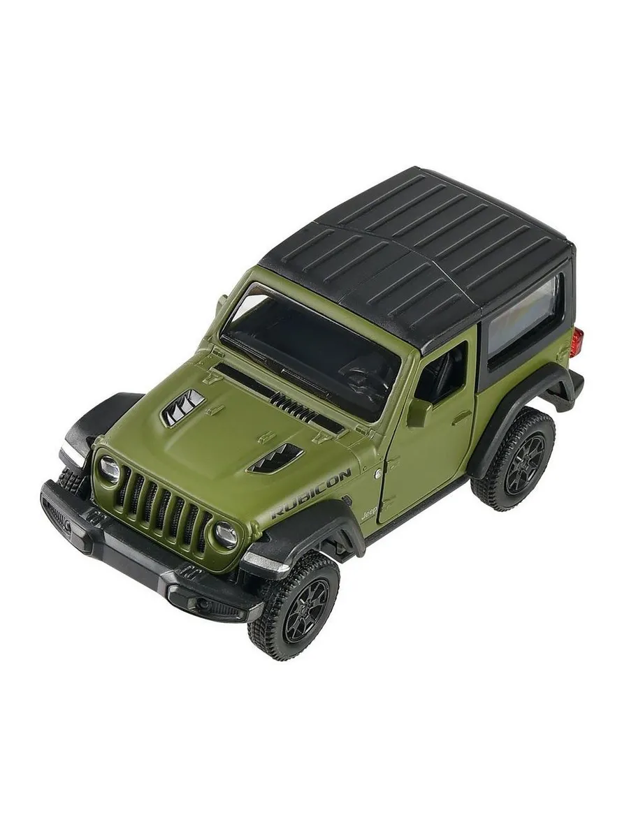 Машина металлическая RMZ City серия 1:32 Jeep Rubicon 2021 закрытый верх, инерционный механизм, зеленый матовый цвет.