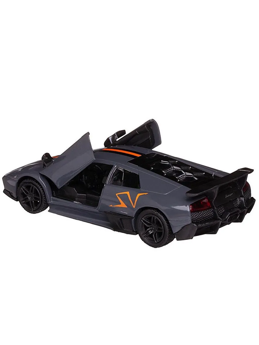 Машина металлическая RMZ City серия 1:32 Lamborghini LP670-4 Murcielago, инерционная, серый цвет, полоса (Special Edition)