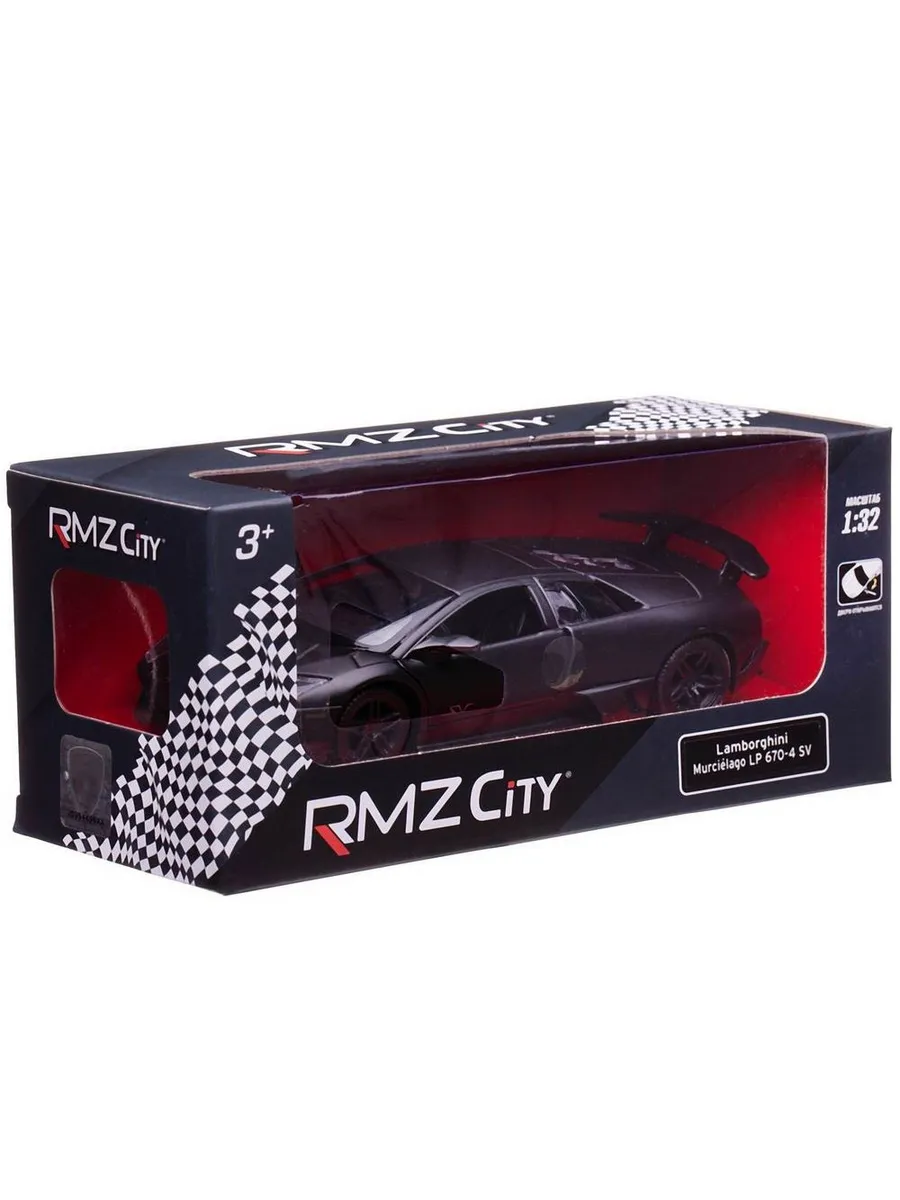 Машина металлическая RMZ City серия 1:32 Lamborghini Murcielago LP670-4 , инерционная, черный матовый цвет,