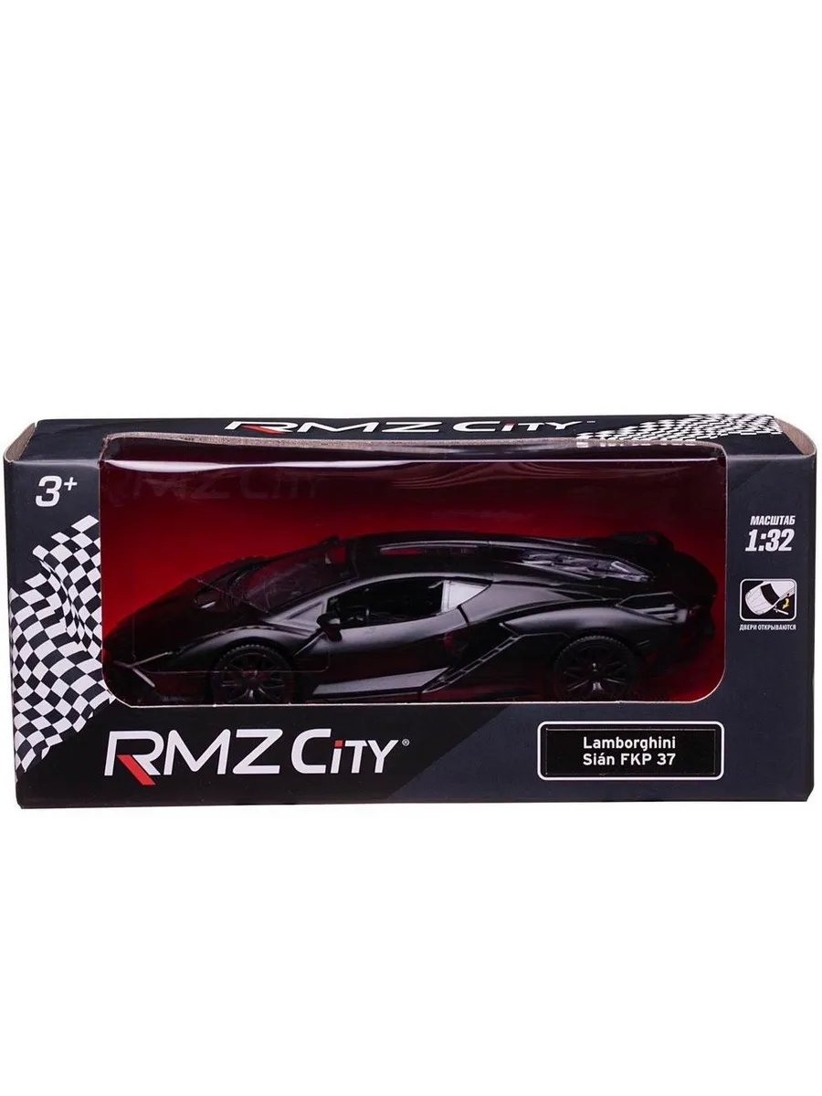 Машина металлическая RMZ City серия 1:32 Lamborghini Sian, инерционная, черный матовый цвет