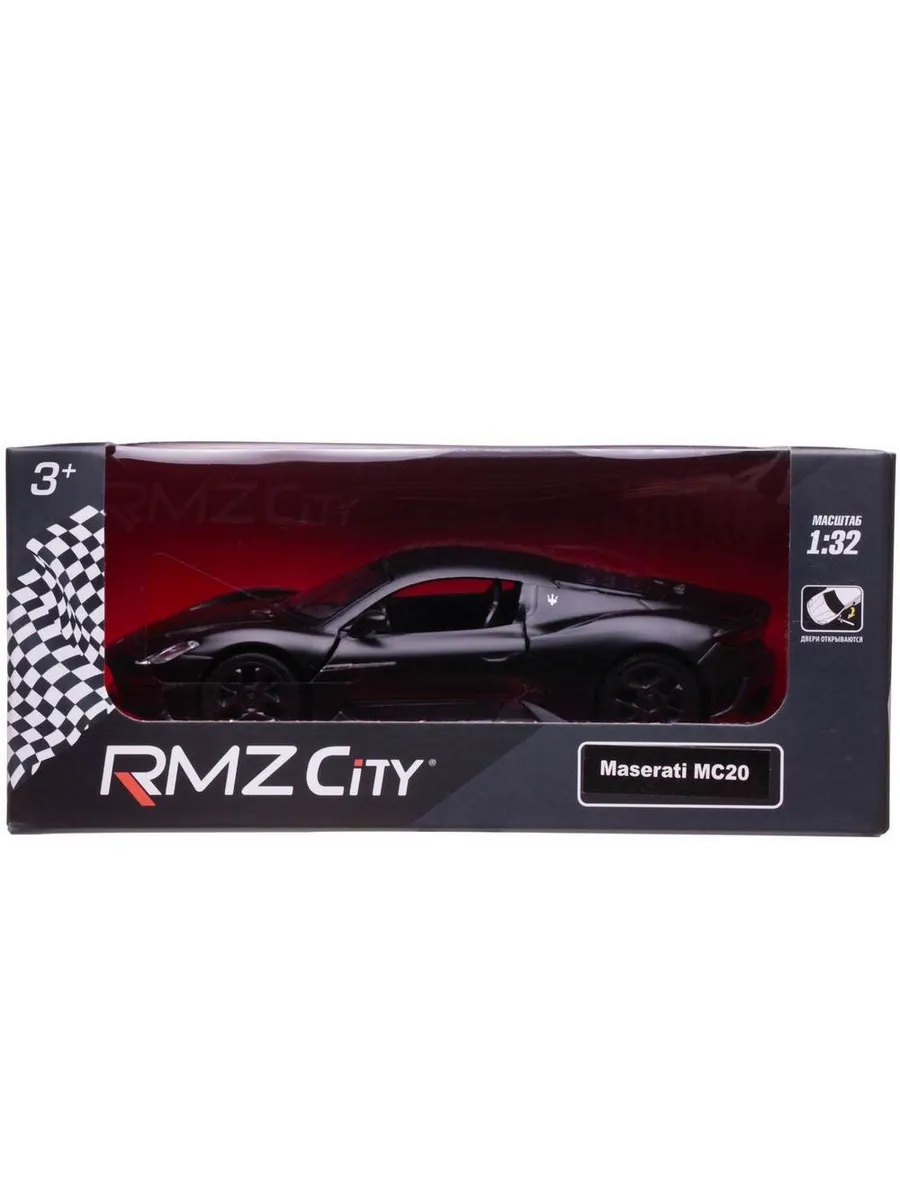 Машина металлическая RMZ City серия 1:32 Maserati MC 2020,инерционный механизм, двери открываются, черный матовый цвет.