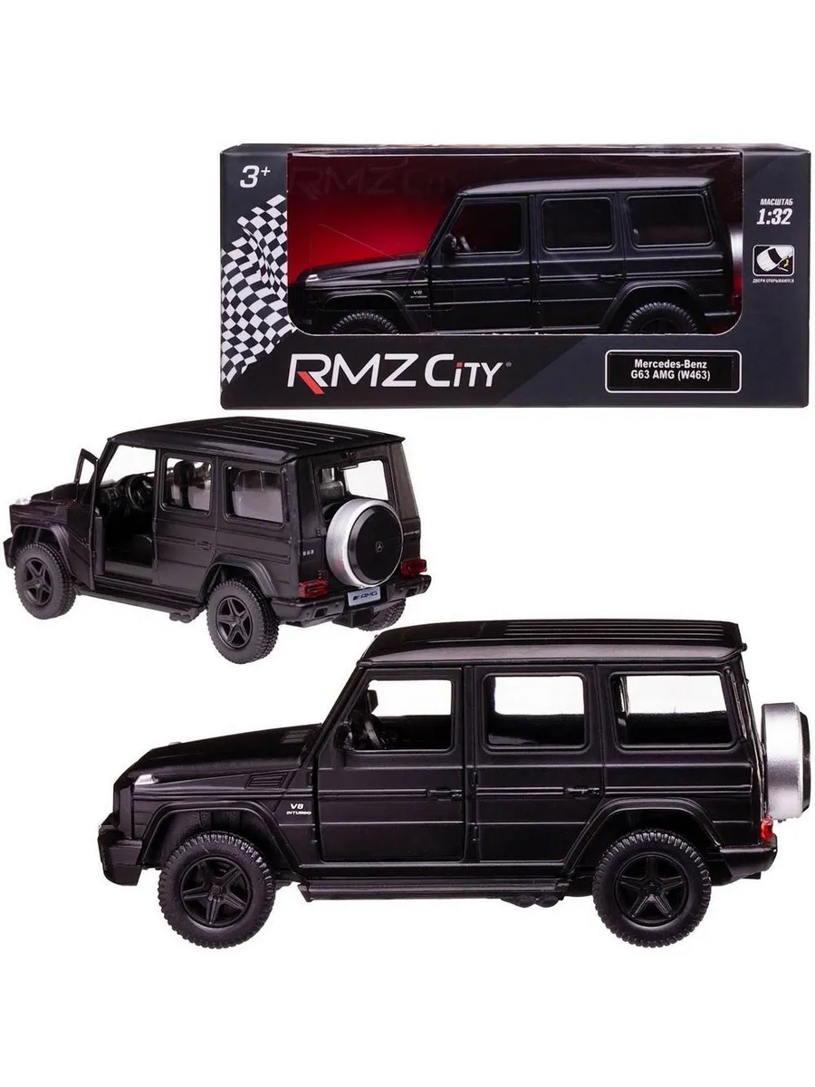 Машина металлическая RMZ City серия 1:32 Mercedes Benz G63 AMG, инерционная, чёрный матовый цвет