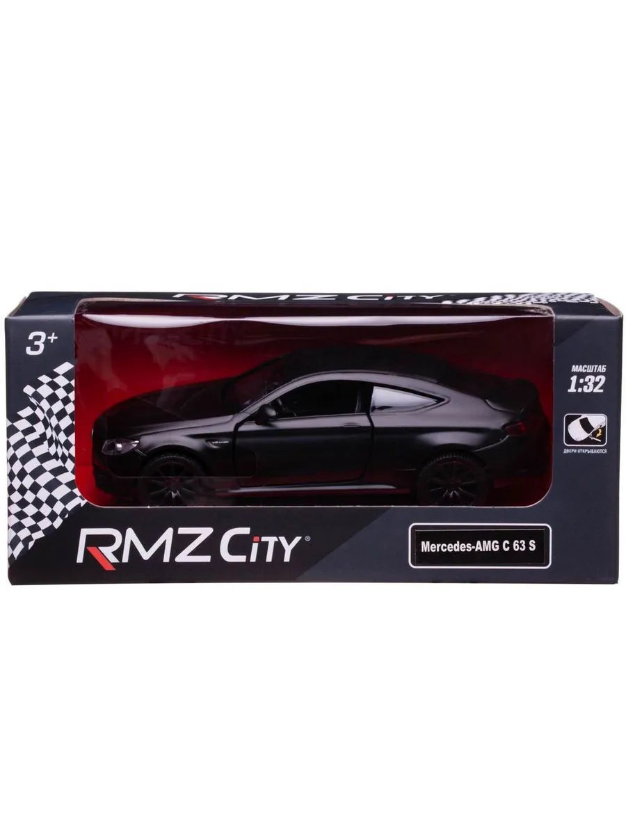 Машина металлическая RMZ City серия 1:32 Mercedes-Benz C63 S AMG Coupe 2019, инерционная, цвет черный матовый