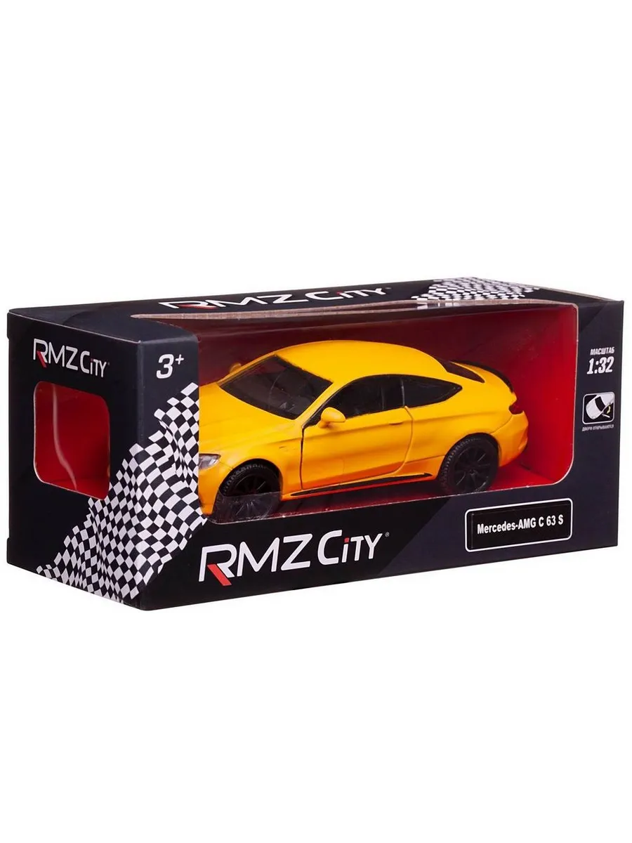 Машина металлическая RMZ City серия 1:32 Mercedes-Benz C63 S AMG Coupe 2019, цвет желтый матовый