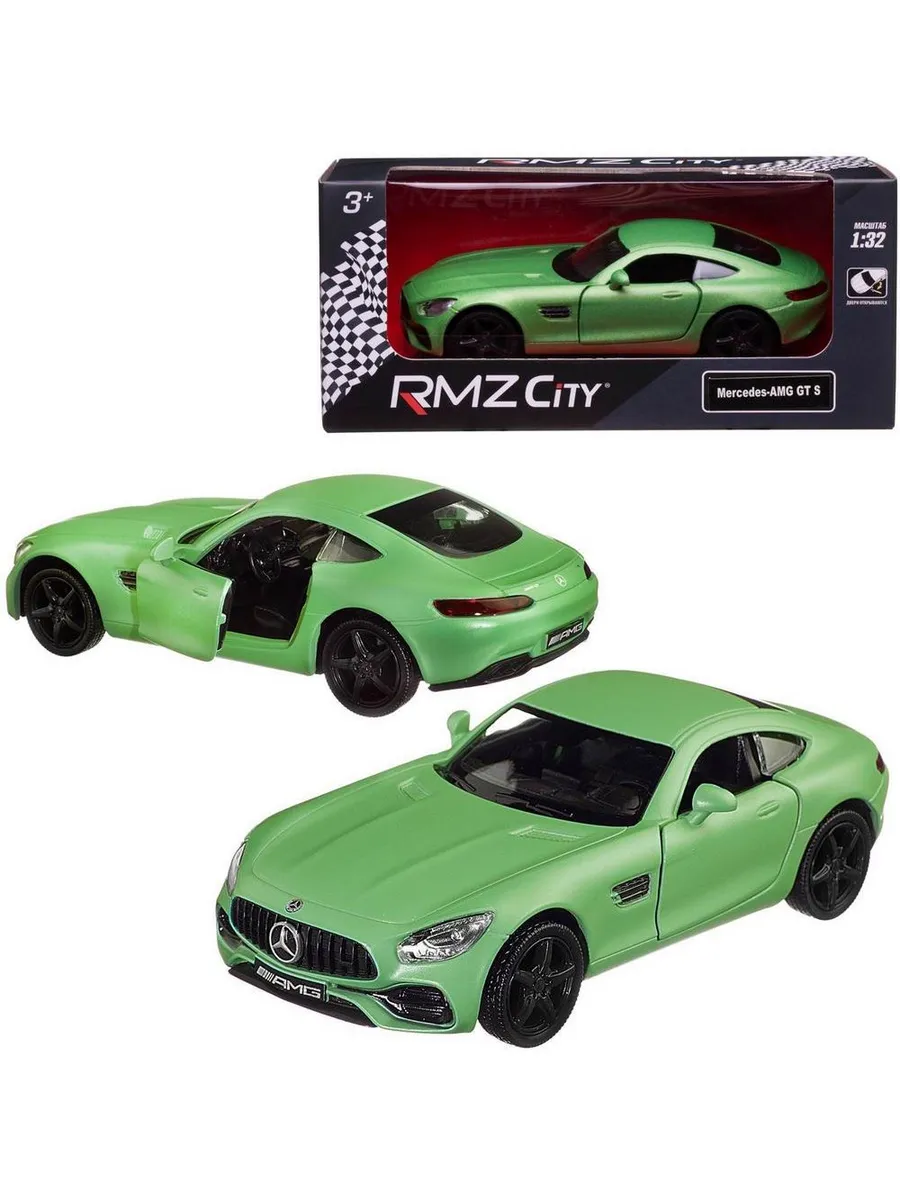 Машина металлическая RMZ City серия 1:32 Mercedes-Benz GT S AMG 2018, инерционная, зеленый матовый цвет
