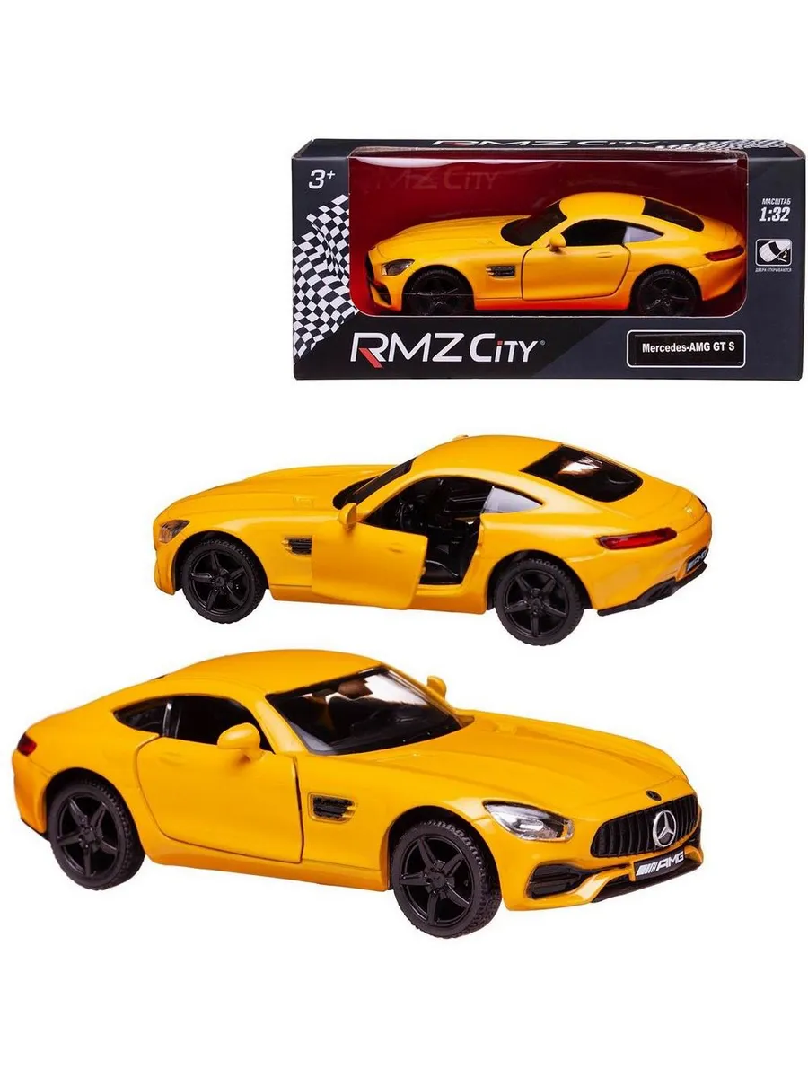 Машина металлическая RMZ City серия 1:32 Mercedes-Benz GT S AMG 2018, инерционная, цвет желтый,