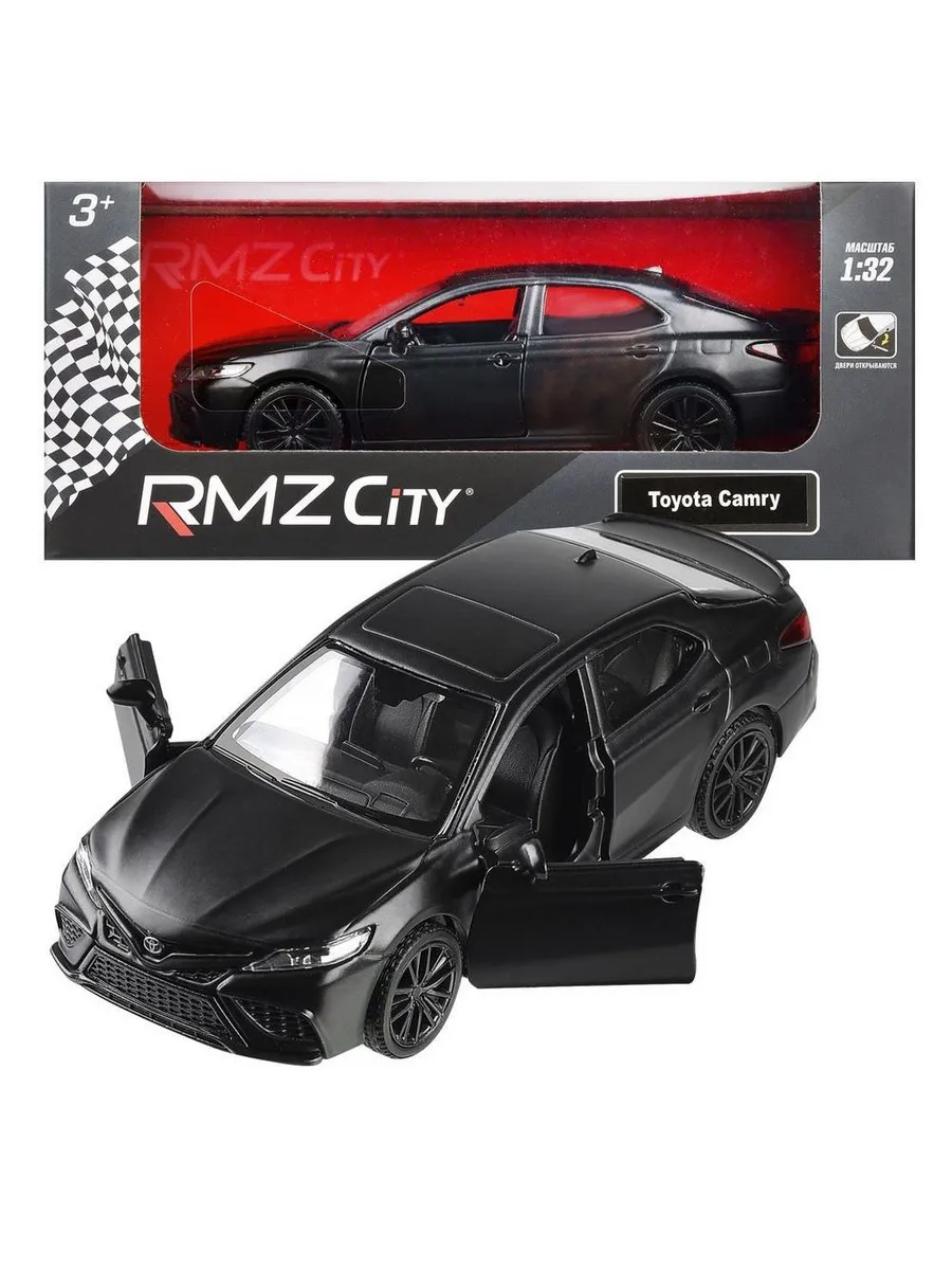 Машина металлическая RMZ City серия 1:32 Toyota Camry 2022, черный матовый цвет, инерционный механизм