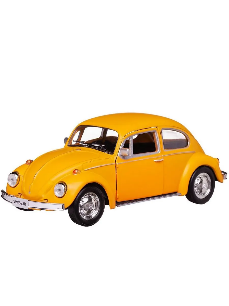 Машина металлическая RMZ City серия 1:32 Volkswagen Beetle 1967, инерционная, желтый матовый цвет,