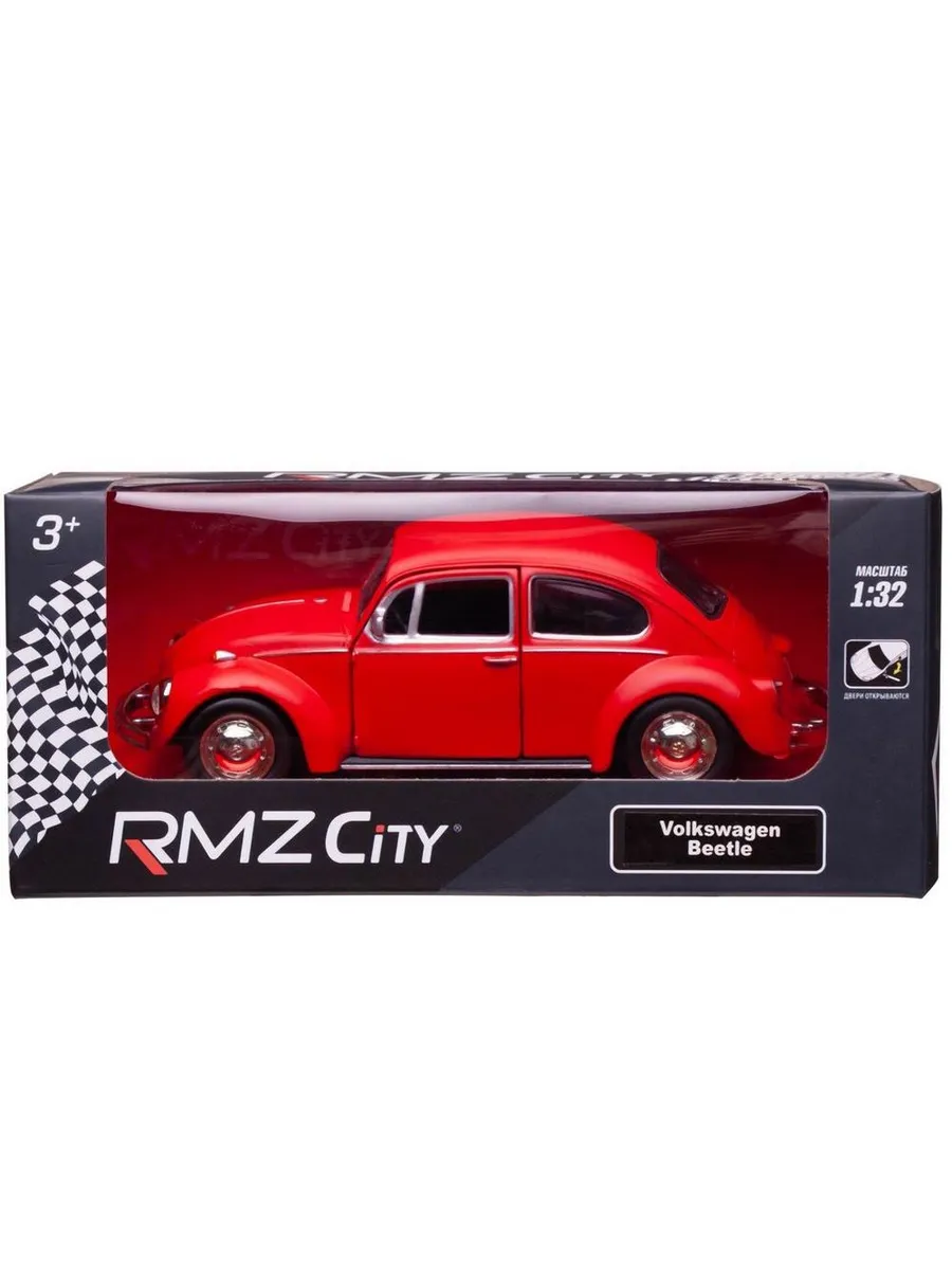 Машина металлическая RMZ City серия 1:32 Volkswagen Beetle 1967, инерционная, красный матовый цвет