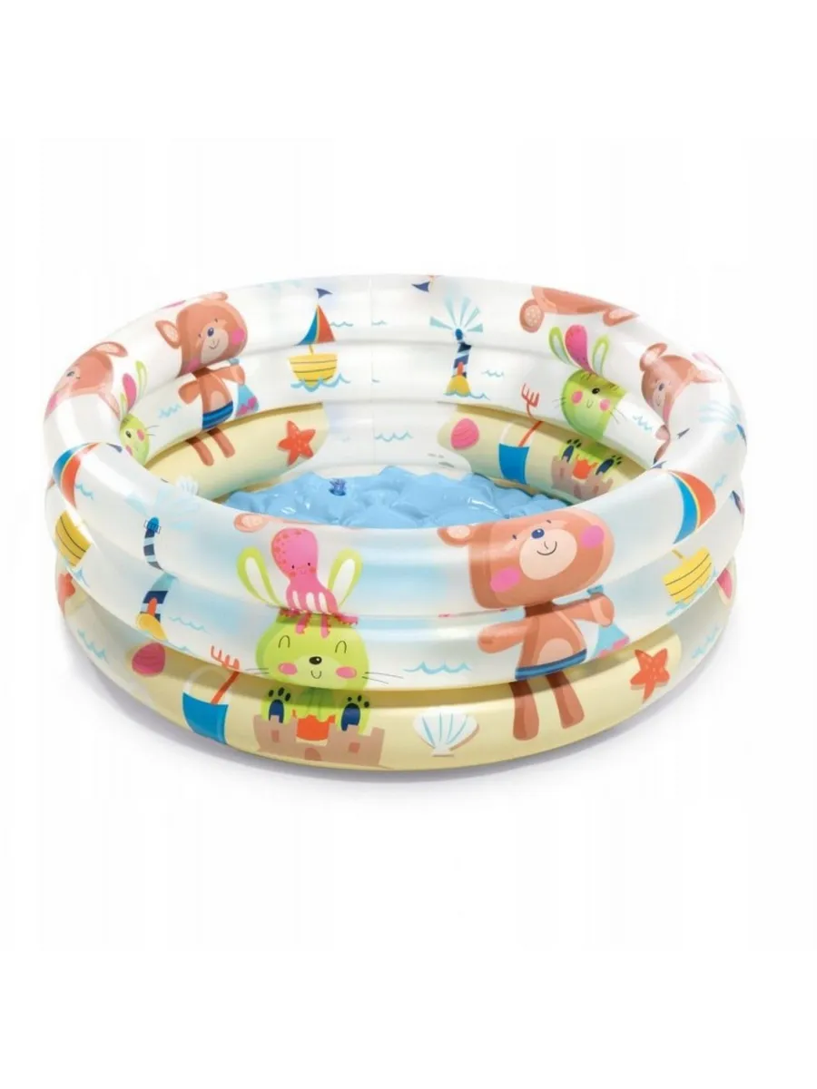 Бассейн надувной детский INTEX "Beach Buddies Pool" (Зверята на пляже), 1-3 года, 61x22см