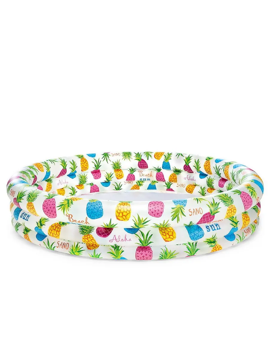 Бассейн надувной детский INTEX "Pineapple Splash Pool" (Ананасики), 132х28 см, от 2х лет