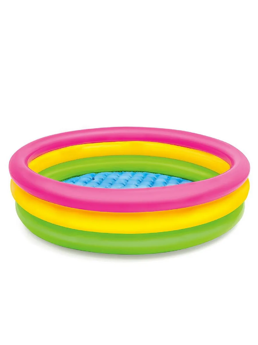 Бассейн надувной детский INTEX "Sunset Glow Pool" (Радужный), 114x25 см, от 2х лет, с надувным дном