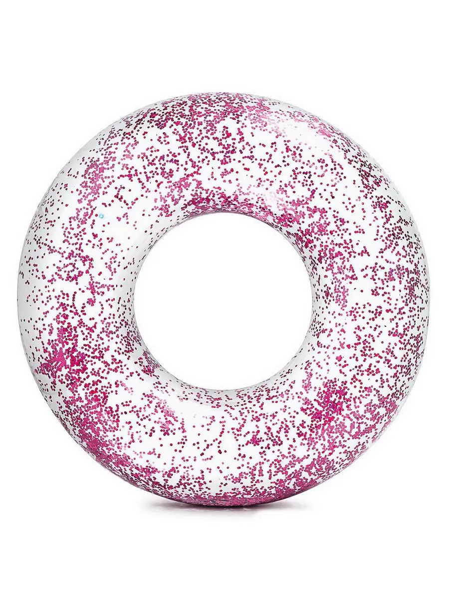 Круг надувной INTEX TRANSPARENT GLITTER розовый с блестками 9+
