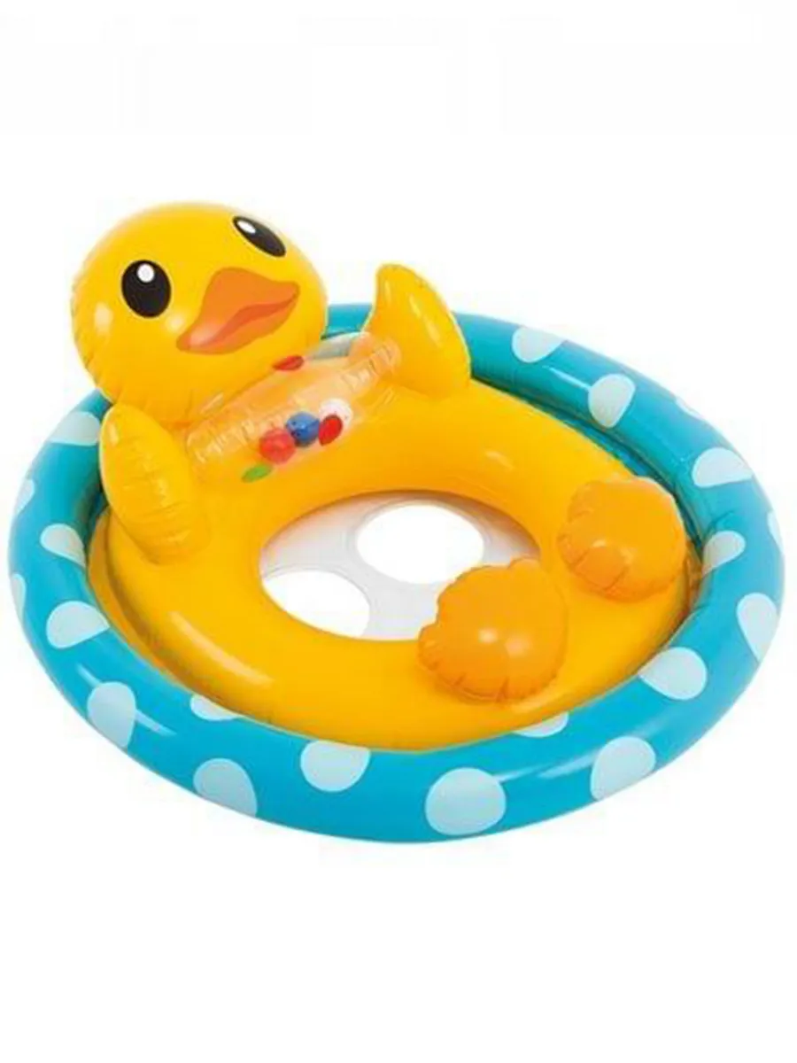 Круг надувной INTEX для малышей с трусами See-Me Sit Pool RidersЗверята-обнимашки Утка, 77х58см