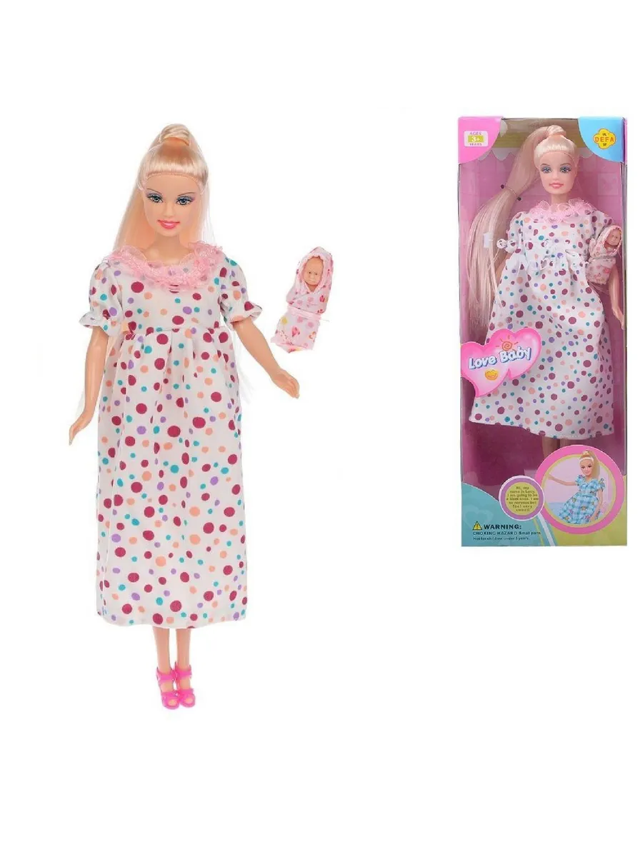 Кукла Defa Lucy "Будущая мама" (платье в горошек), 29 см