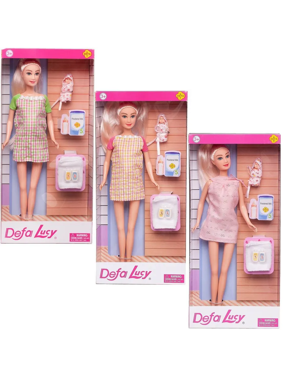 Кукла Defa Lucy "Молодая мама" (в наборе с малышом и игровыми предметами), 3 вида, 29 см