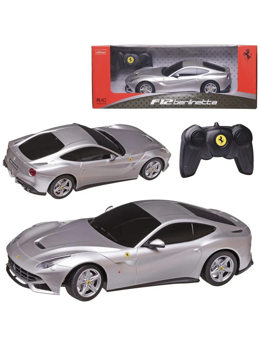 Машина р/у 1:18 Ferrari F12, цвет серябряный, светящиеся фары, 25.2*12.7*7см