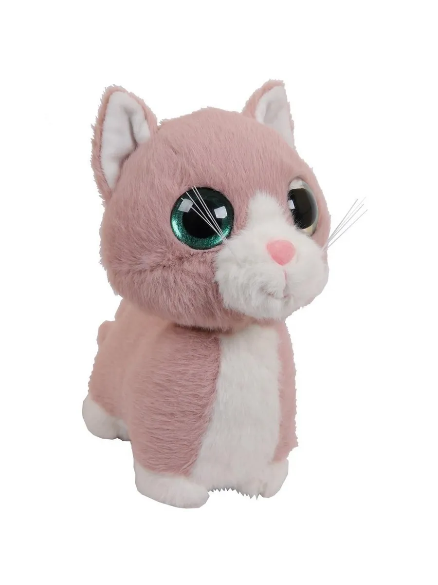 Кошечка розовая,с блестящими глазами, 18см