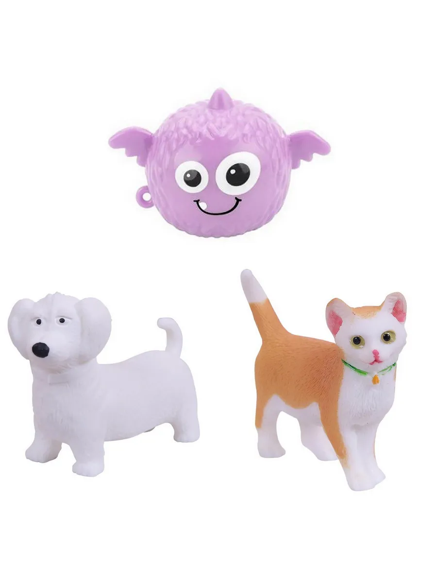 Набор игрушек Junfa антистресс - тянучки: кошка, монстрик, такса