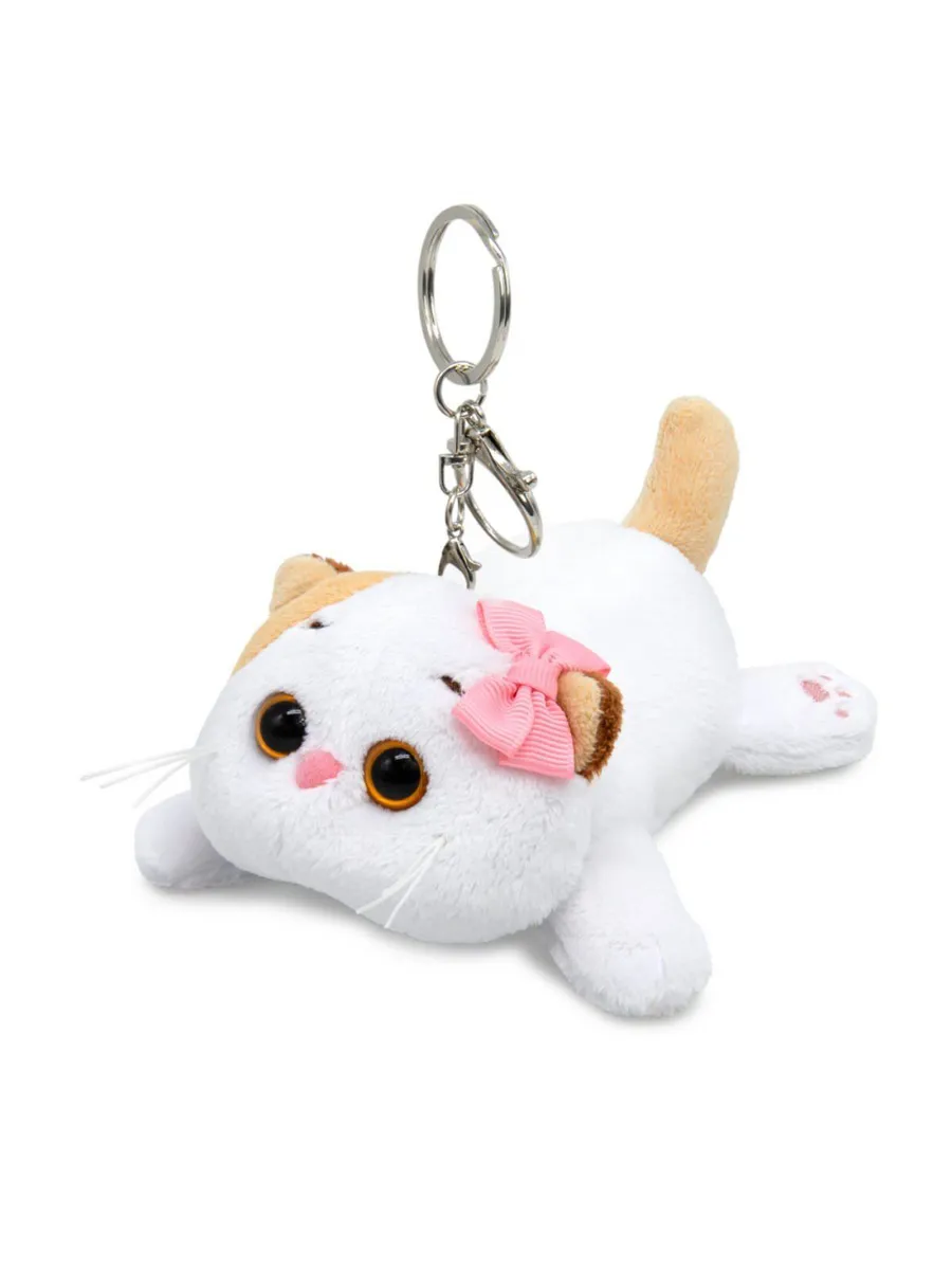 Кошка Ли-Ли с бантиком лежачая, игрушка с кольцом, 11 см