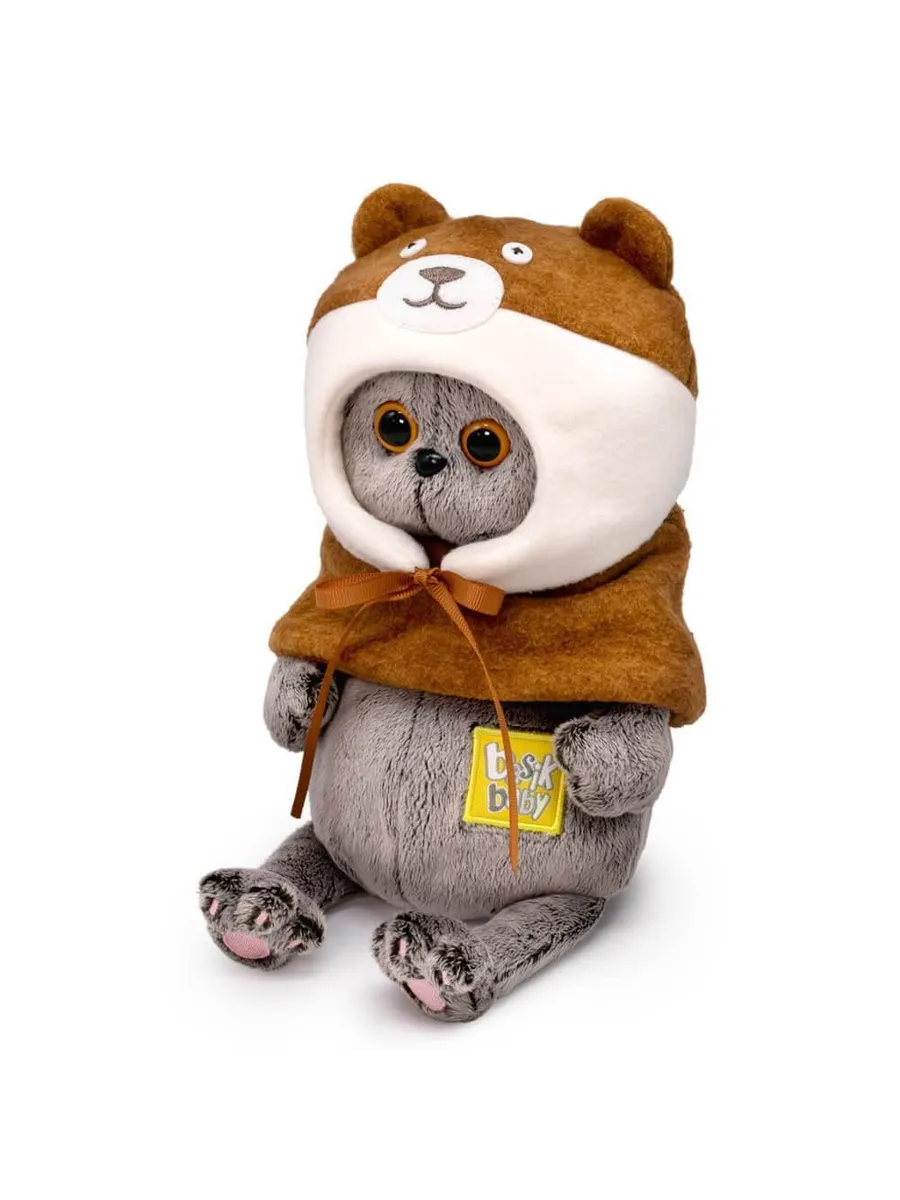 Кот Басик BABY в шапке "Медвежонок" 20 см