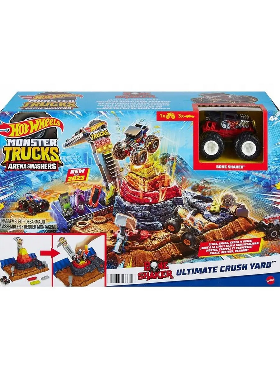Hot Wheels Игровой набор Monster Trucks Мир Арены - Пирамида с автомобилем Bone Shaker
