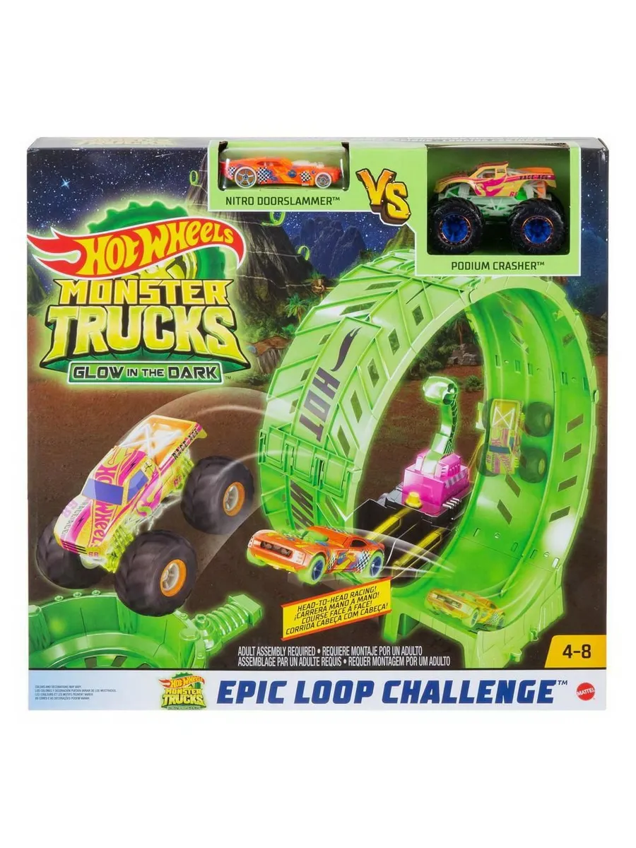 Hot Wheels Монстр-трак Автотрек Мертвая петля (светящийся в темноте)