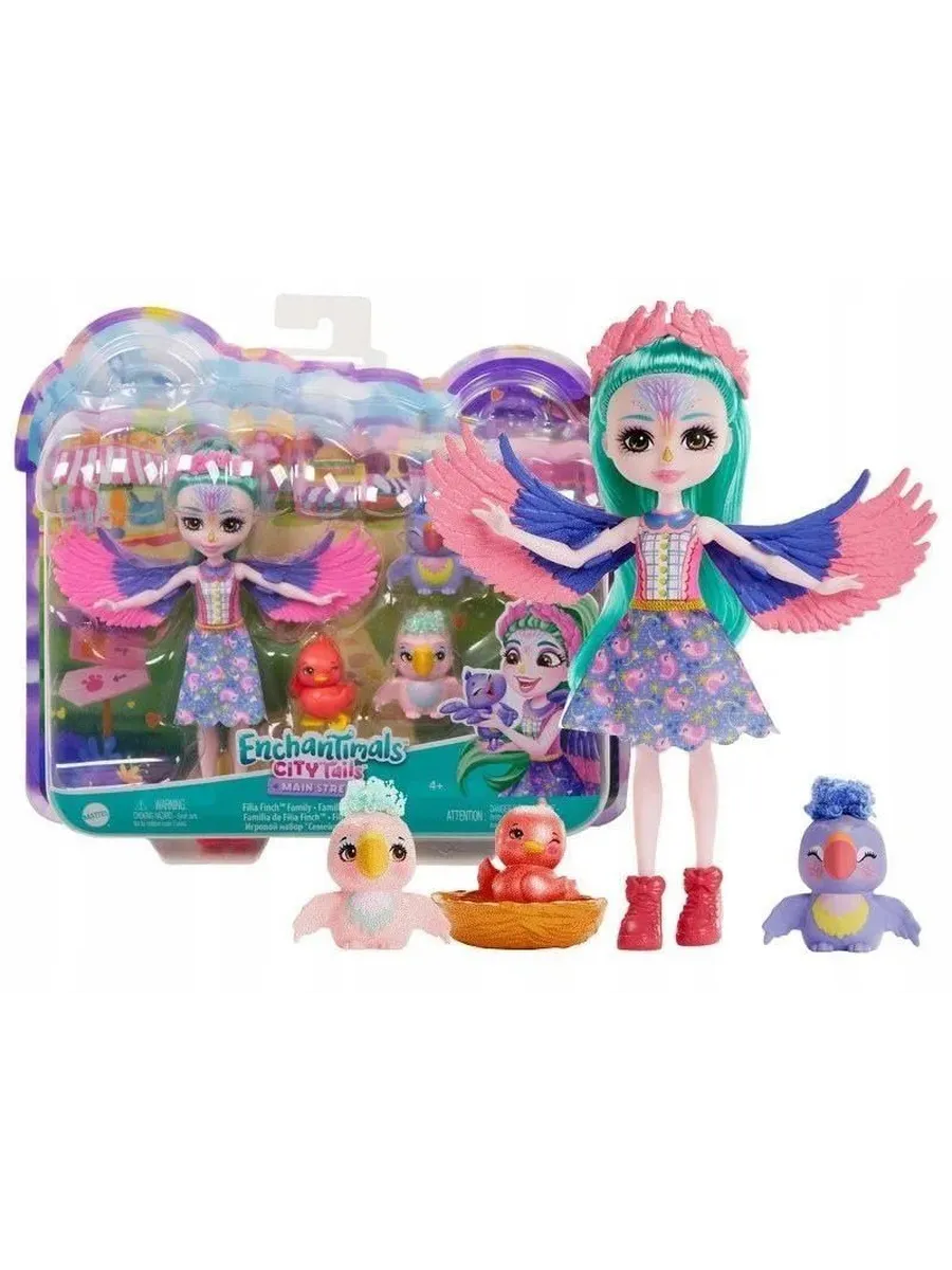Enchantimals Игровой набор Кукла Зяблик Филии Финч и 3 птенца
